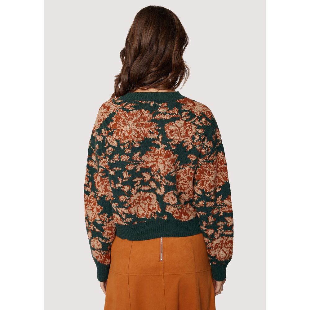 Lost + Wander Rosetta Green Floral Knit Crewneck Pullover Sweater Size S - Picture 3 of 10